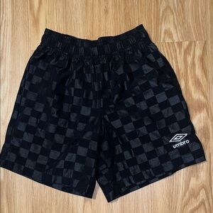 Umbro Kids Black Checkered Sports Shorts, size boys XS